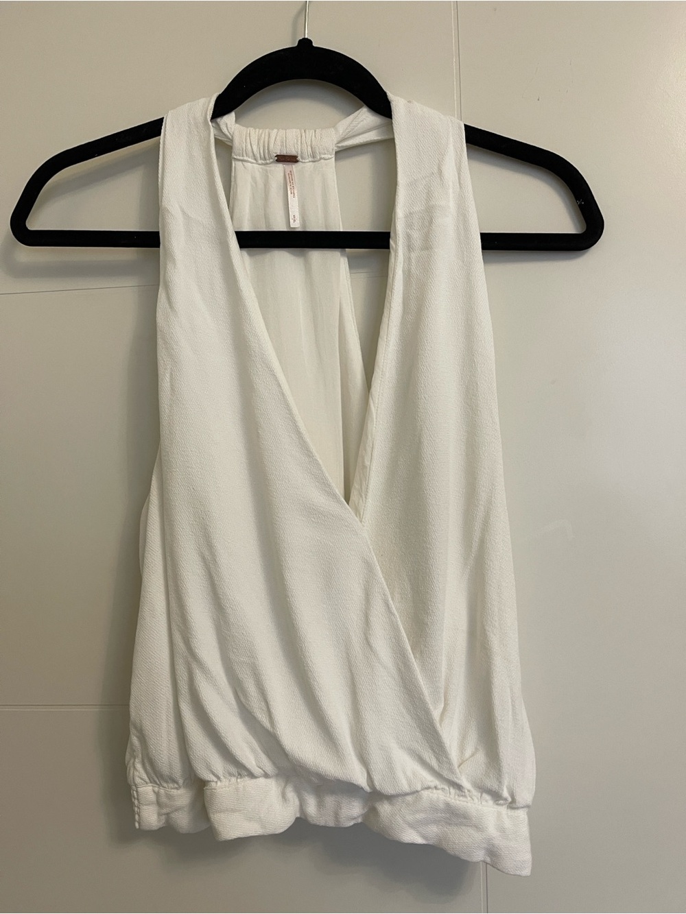 Free People White Sleeveless Halter Tank Top